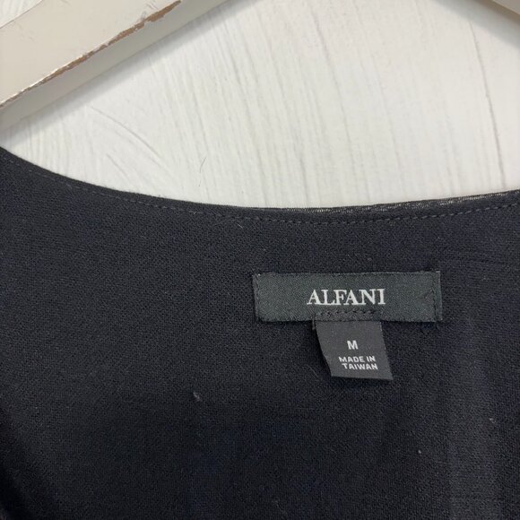 Alfani Sheer Mini Dress Career Black Gold Floral Lightweight Pullover Womens M - Picture 3 of 7